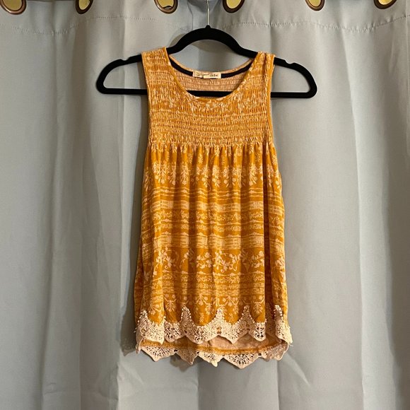 Rewind Tops - Junior Gold Boho Tank Top